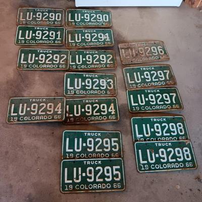 Collection of Vintage Colorado License plates 1966