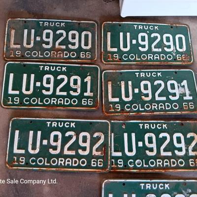 Collection of Vintage Colorado License plates 1966