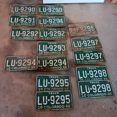 Collection of Vintage Colorado License plates 1966