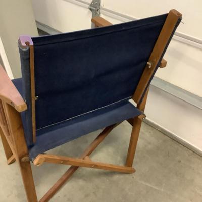 434 Navy Blue Canvas and Wooden Folding Arm Chair
