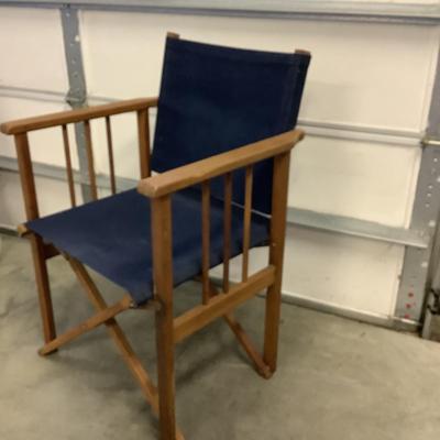 434 Navy Blue Canvas and Wooden Folding Arm Chair