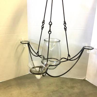 435 Metal and Glass Votive Chandelier