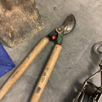 438 Lot of 3 Garden Tools and Winch