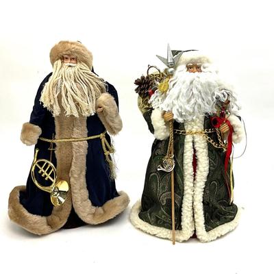 532 Two 15" and 12" High Decorative Santa Figures