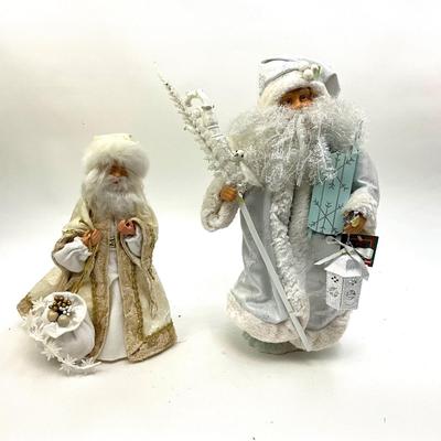 533 Two White Santa Figures