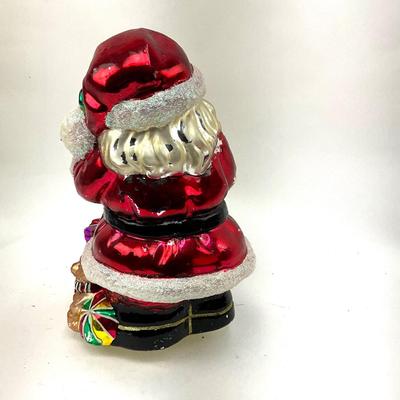 537 Large 15" Glass Handpainted Santa Figure