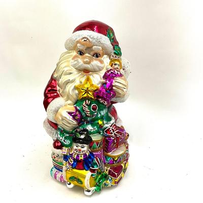 537 Large 15" Glass Handpainted Santa Figure