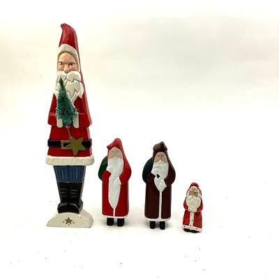 542 Lot of Handcarved Wooden Santa Figures