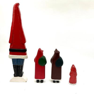 542 Lot of Handcarved Wooden Santa Figures