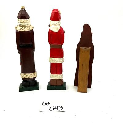543 Set of 3 Handcarved Wooden Santa Figures