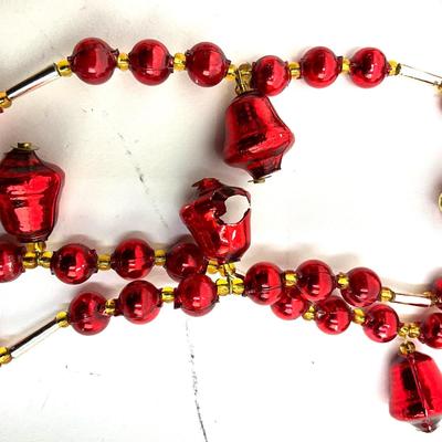 548 Two Sets of 6' Red and Gold Glass Garland