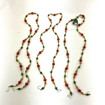 549 Three Strands of Red and Green Glass Garland