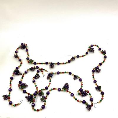 552 Lot of Two Strands of 6' Glass Purple and Gold with Grapes Garland