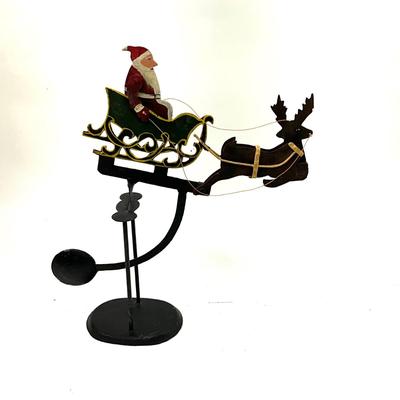 554 Santa with Reindeer 15.5" Metal Pendulum