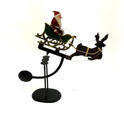 554 Santa with Reindeer 15.5" Metal Pendulum