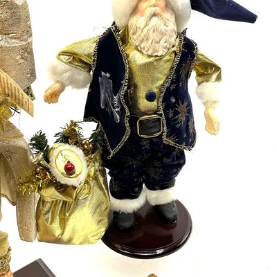 556 Gold and Navy Santa Figures