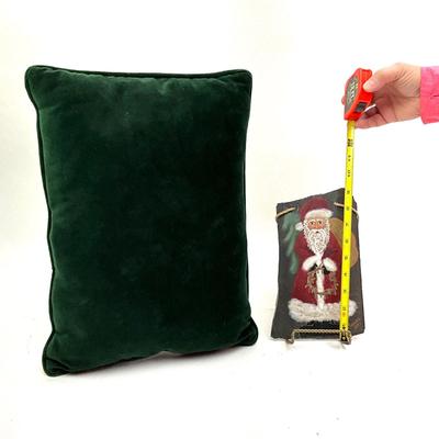 563 Christmas Tree Pillow and Handpainted Santa Slate Wall Hanging