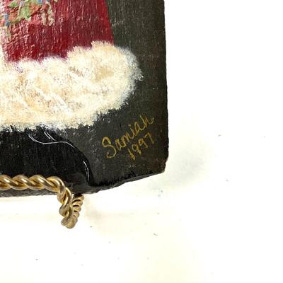 563 Christmas Tree Pillow and Handpainted Santa Slate Wall Hanging