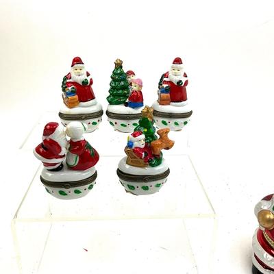 579 Lot of Porcelain Miniature Boxes with Musical Santa Box
