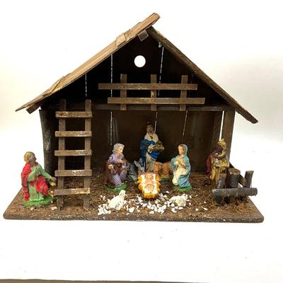 586 Vintage Italian Chalkware Nativity Scene Creche