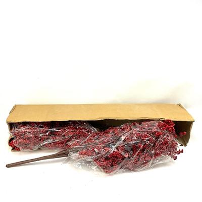 587 New in Box Four 36" Branches of Red Berry Bushes