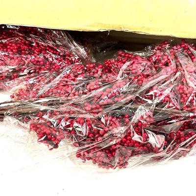 587 New in Box Four 36" Branches of Red Berry Bushes