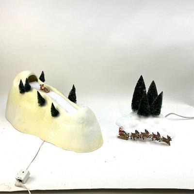588 Dept 56 Animated Santa Sleigh (as-is) and Sledding Hill Snow Village