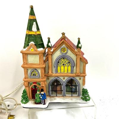 589 Two Ceramic Christmas Village Houses