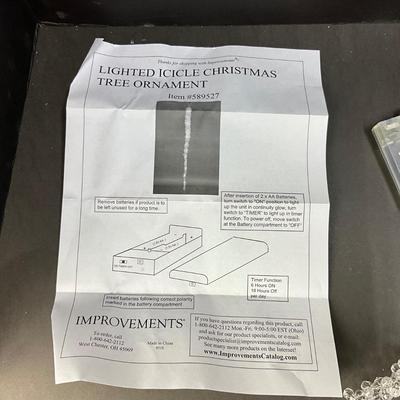 597 Two New Pre-lit 24" Icicle Ornaments Battery Operated