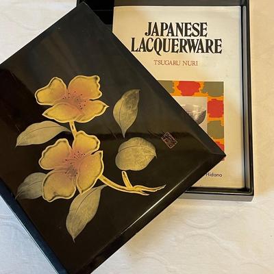 Japanese lacquerware lidded wood letterbox