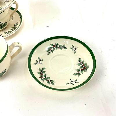 610 Set of 6 SPODE Christmas Tree Cups and Saucers