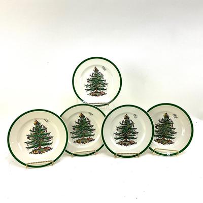 611 Set of 5 SPODE Christmas Tree Salad Plates