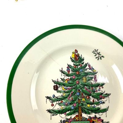 612 Set of 5 SPODE Christmas Tree Salad Plates
