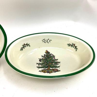 621 Two Oval SPODE Christmas Tree Oven to Table Baking Dish