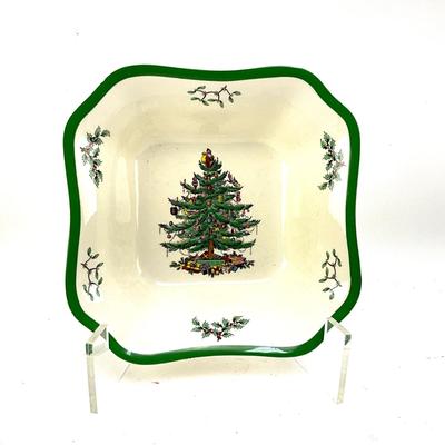 622 Large Square SPODE Christmas Tree 9.25" Serving Bowl