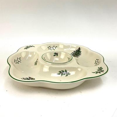 623 SPODE Christmas Tree Crudite Veggie Dip Sectioned Serving Plate