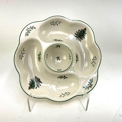 623 SPODE Christmas Tree Crudite Veggie Dip Sectioned Serving Plate