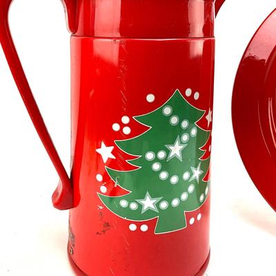 627 Waechtersbach German Red Christmas Carafe and Charger