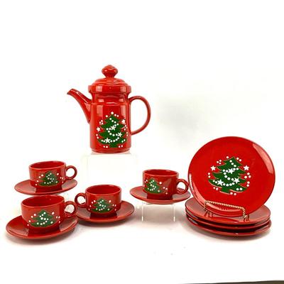 628 Waechtersbach German Red Christmas Teaset