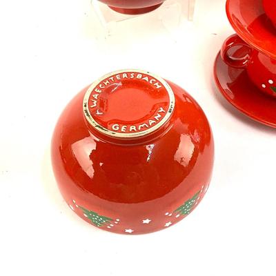 629 Set of Waechtersbach German Red Christmas China Set