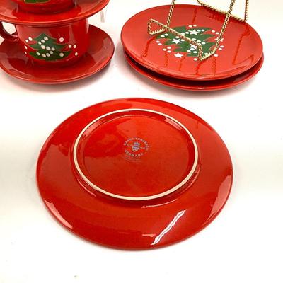 629 Set of Waechtersbach German Red Christmas China Set