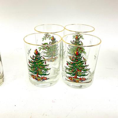 633 Set of 8pc SPODE Christmas Tree Design Glassware