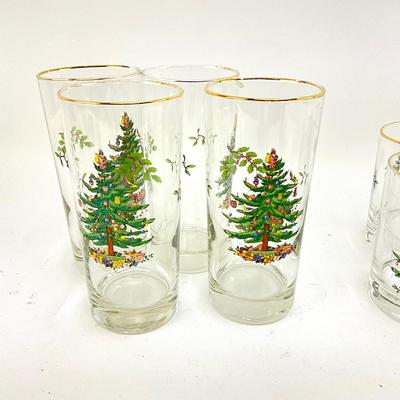 633 Set of 8pc SPODE Christmas Tree Design Glassware