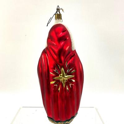 639 Large 8" Whitehurst Hand Blown Glass Ornament Red Santa