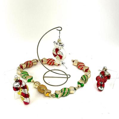 642 Handblown Glass Candy and Candy Cane Ornaments