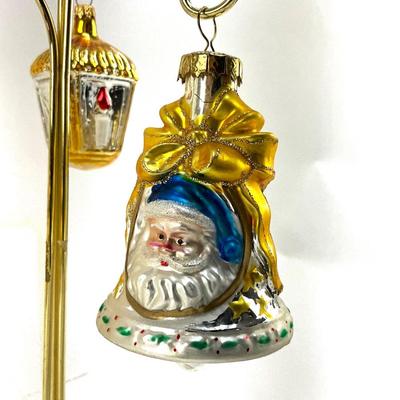 645 Lot of 5 Gold, Red, Green Glass Ornaments
