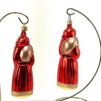 646 Pair of 1995 Old World Regal Santa Glass Ornament