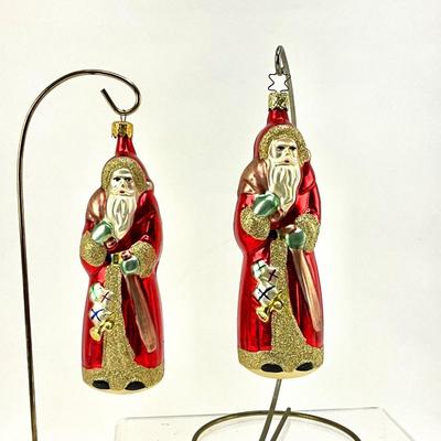 646 Pair of 1995 Old World Regal Santa Glass Ornament