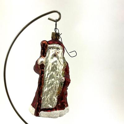 648 Vintage Whitehurst Glass Santa With Toys on Back Ornament