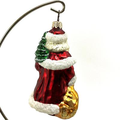 649 Vintage Whitehurst Glass Santa with Tree Ornament